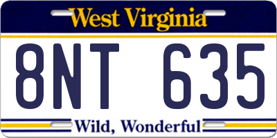 WV license plate 8NT635