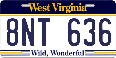 WV license plate 8NT636