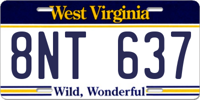 WV license plate 8NT637