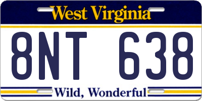 WV license plate 8NT638