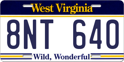 WV license plate 8NT640