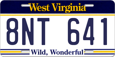 WV license plate 8NT641