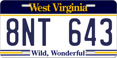 WV license plate 8NT643