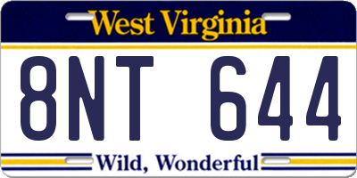 WV license plate 8NT644