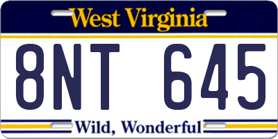 WV license plate 8NT645