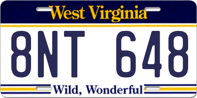 WV license plate 8NT648