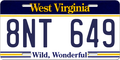 WV license plate 8NT649
