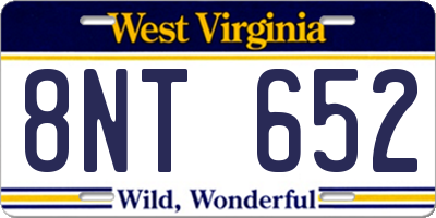 WV license plate 8NT652