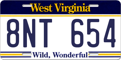 WV license plate 8NT654