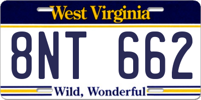 WV license plate 8NT662
