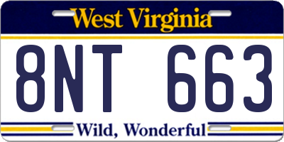 WV license plate 8NT663