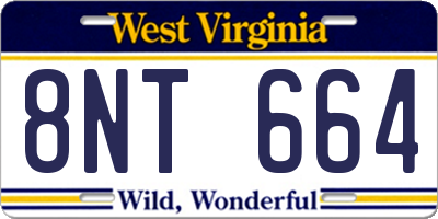 WV license plate 8NT664