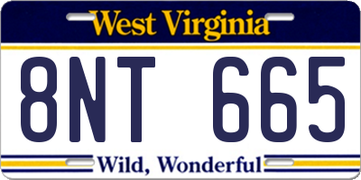 WV license plate 8NT665