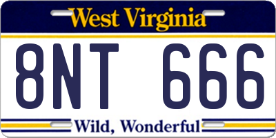 WV license plate 8NT666