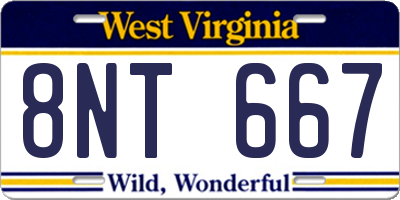 WV license plate 8NT667