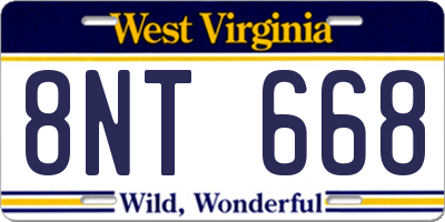WV license plate 8NT668