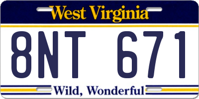 WV license plate 8NT671