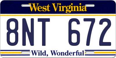 WV license plate 8NT672