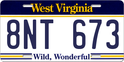 WV license plate 8NT673