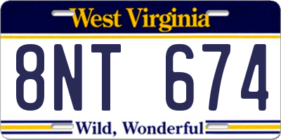 WV license plate 8NT674
