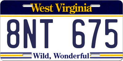 WV license plate 8NT675