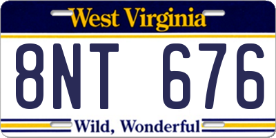 WV license plate 8NT676