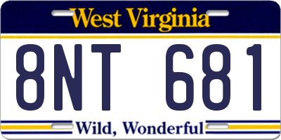 WV license plate 8NT681