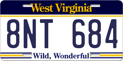 WV license plate 8NT684