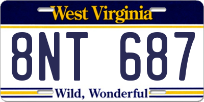 WV license plate 8NT687