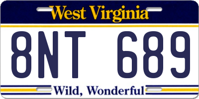 WV license plate 8NT689
