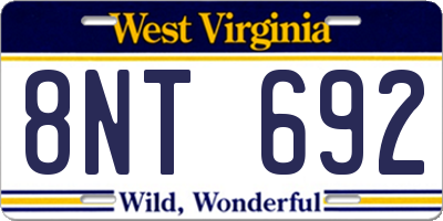 WV license plate 8NT692