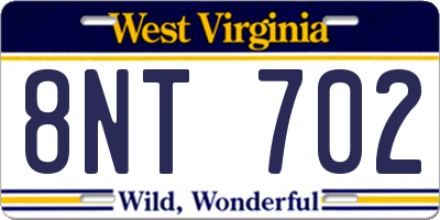 WV license plate 8NT702