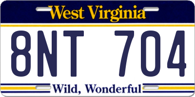WV license plate 8NT704