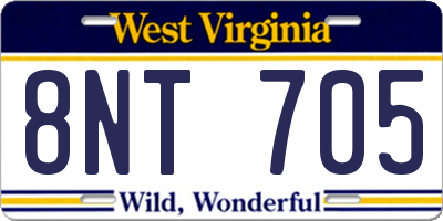 WV license plate 8NT705