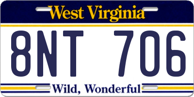 WV license plate 8NT706