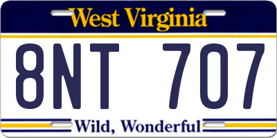 WV license plate 8NT707