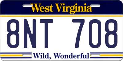 WV license plate 8NT708
