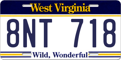 WV license plate 8NT718