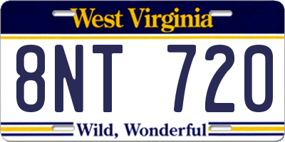 WV license plate 8NT720