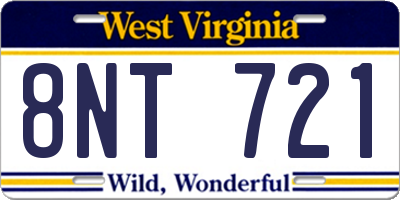 WV license plate 8NT721