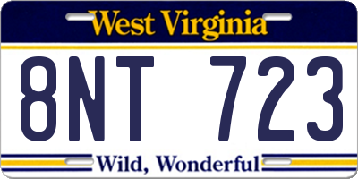 WV license plate 8NT723