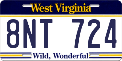 WV license plate 8NT724