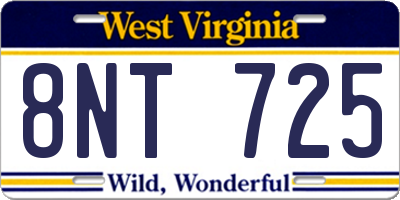 WV license plate 8NT725
