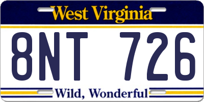 WV license plate 8NT726