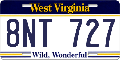 WV license plate 8NT727
