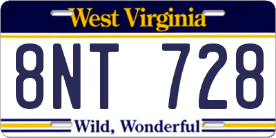 WV license plate 8NT728