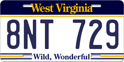 WV license plate 8NT729