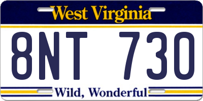 WV license plate 8NT730
