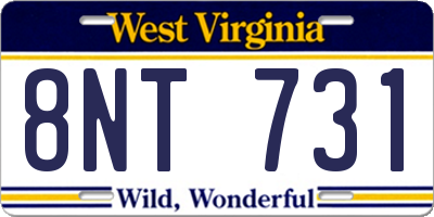 WV license plate 8NT731