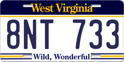 WV license plate 8NT733